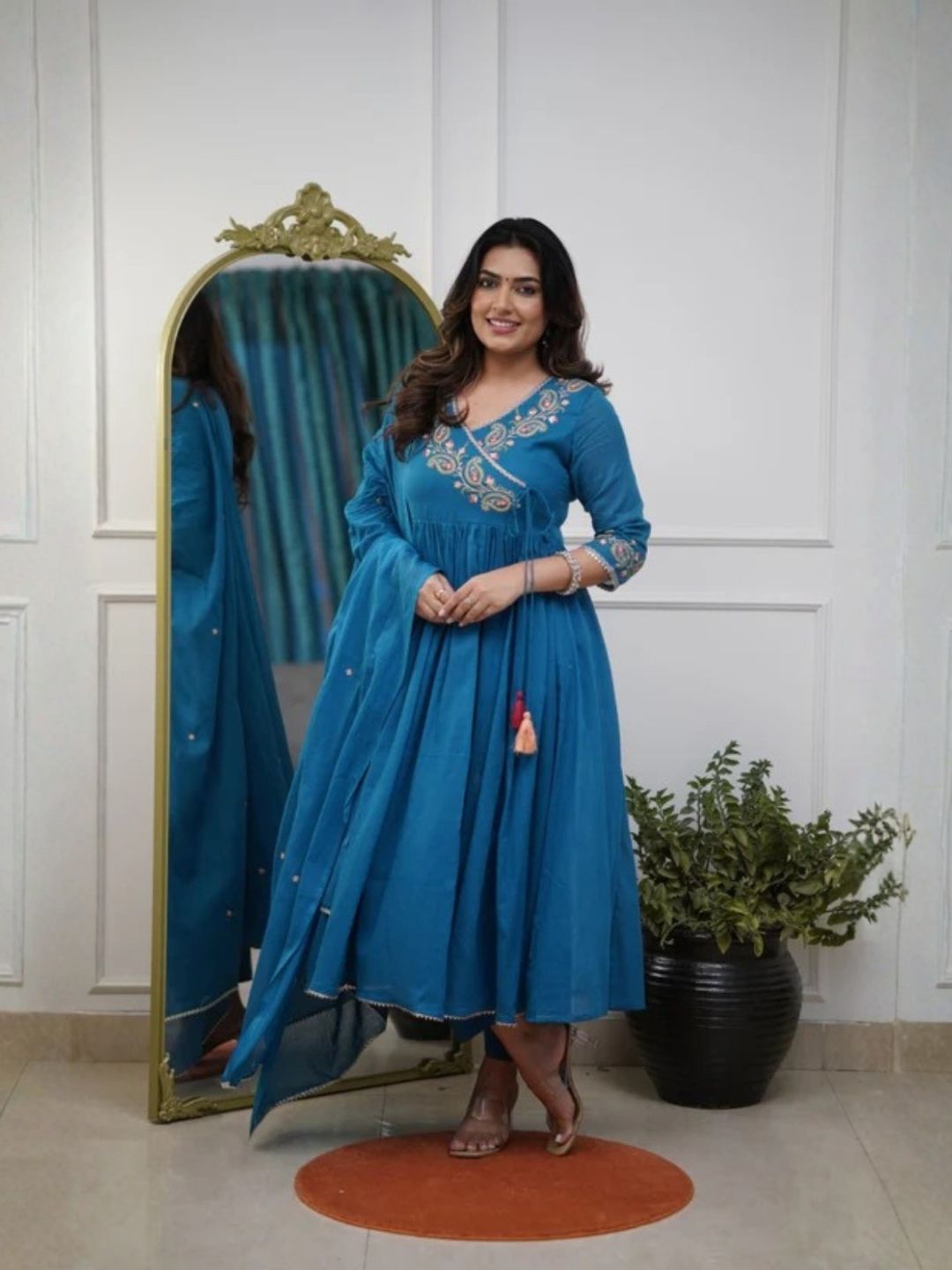 Parampara Embroidered Anarkali Kurta Set with Dupatta for Women