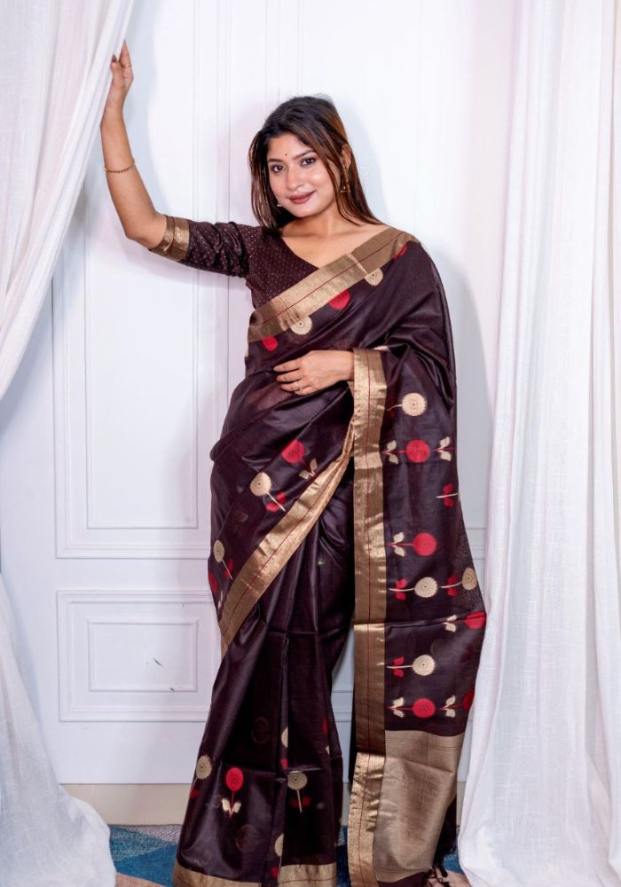 Coffee Soft Silk Saree