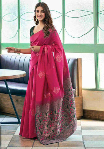 Woman pink saree