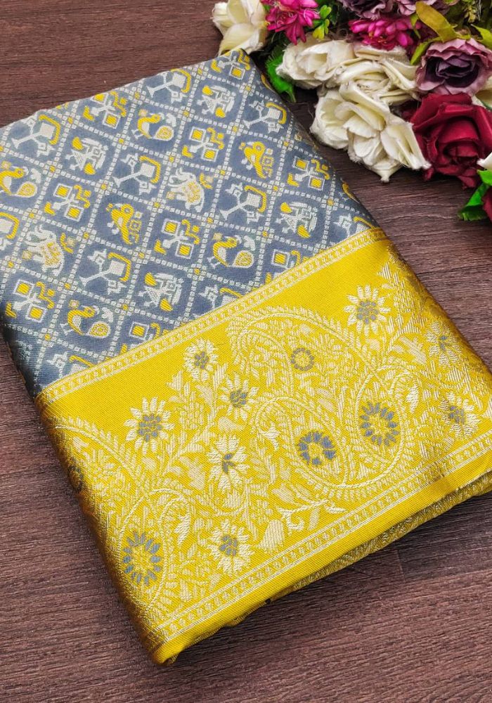 Regal Brocade gray Patola Saree