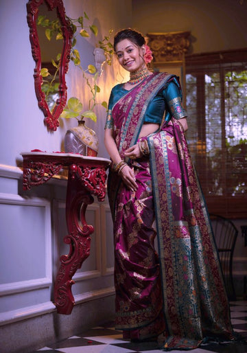 Purple Banarasi Silk Saree