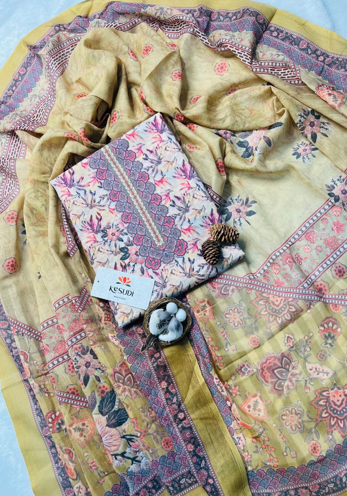 Zariah Bloom Printed Cotton Unstitched Dress Material