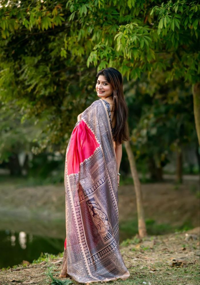 Trendy Pink Festive Saree 