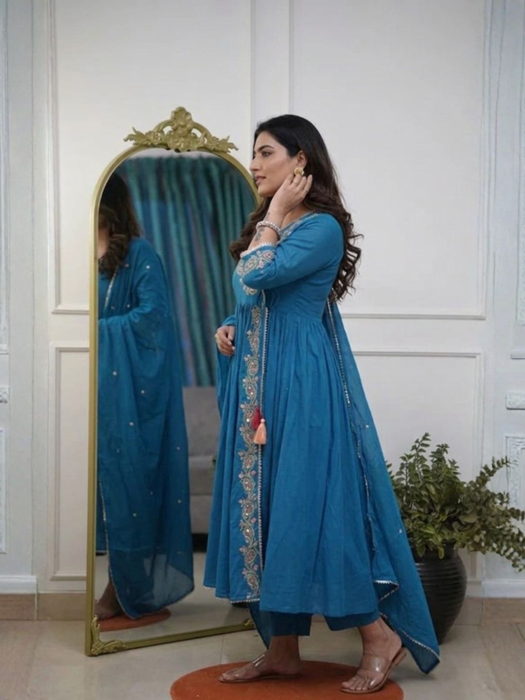 Parampara Embroidered Anarkali Kurta Set with Dupatta for Women