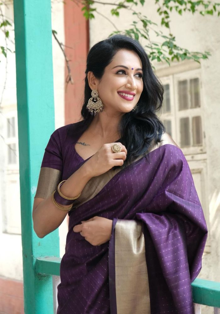 Timeless Lavender Silk Saree with Rich Golden Accents