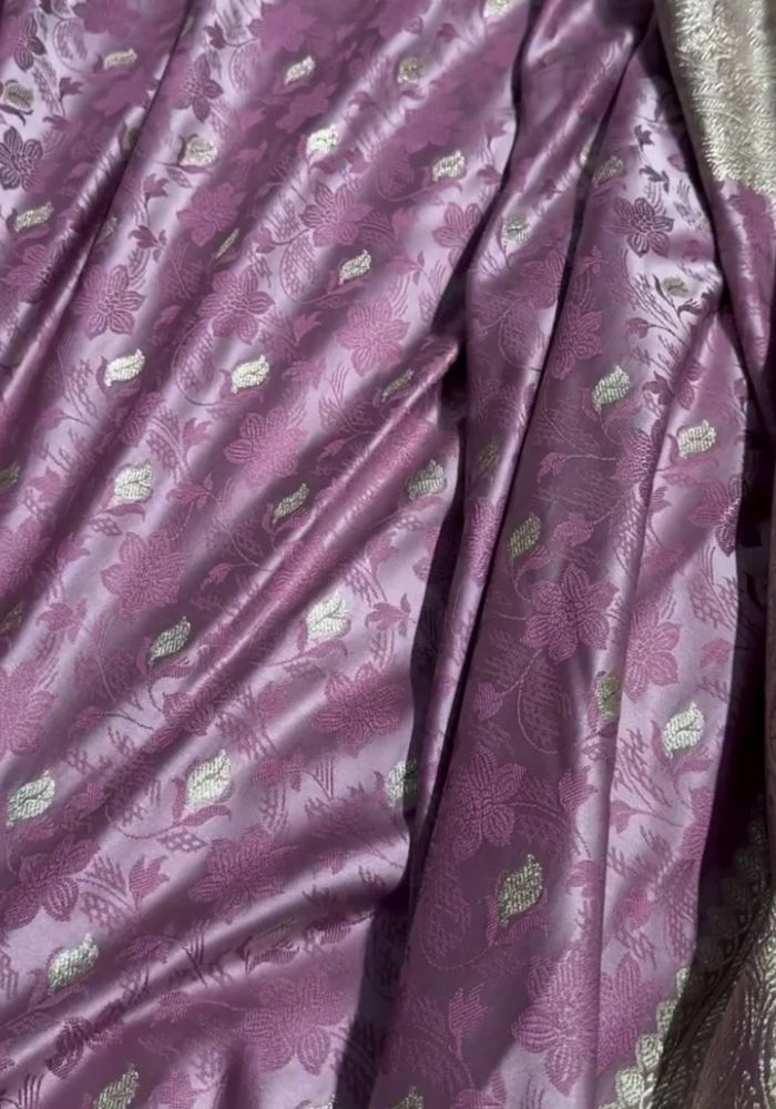 Magenta Banarasi Satin Saree with Golden Zari