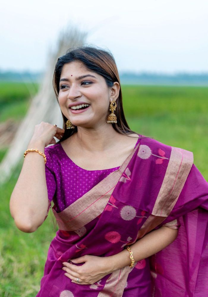 Luxury Soft Silk Saree in Pink with Rich Golden Design