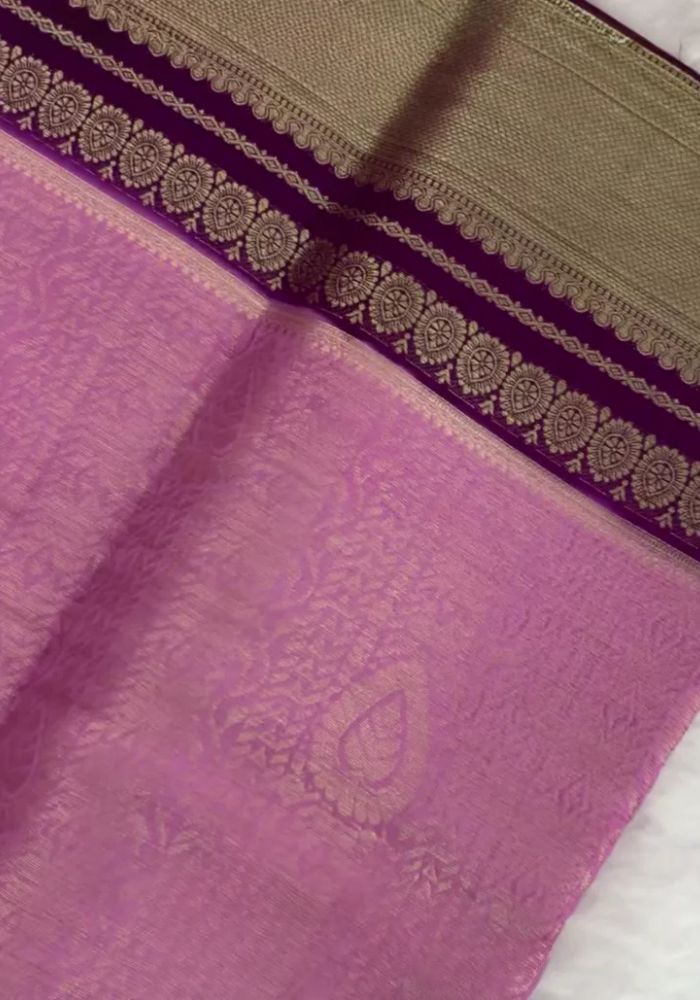 Pink Banarasi Barcode Silk Saree