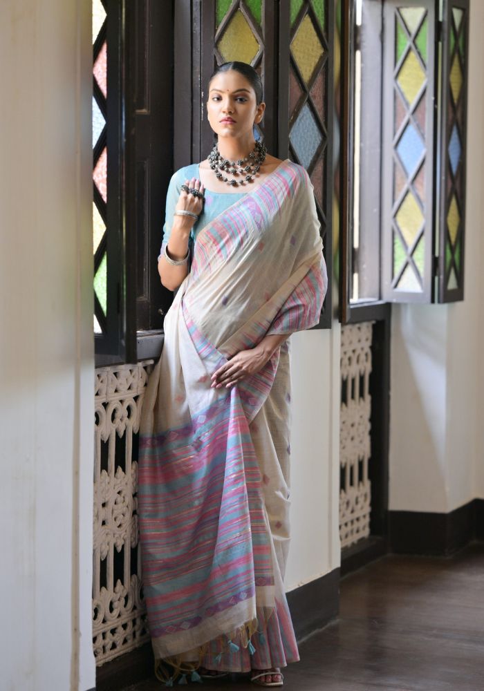 Threads Muga Cotton Saree