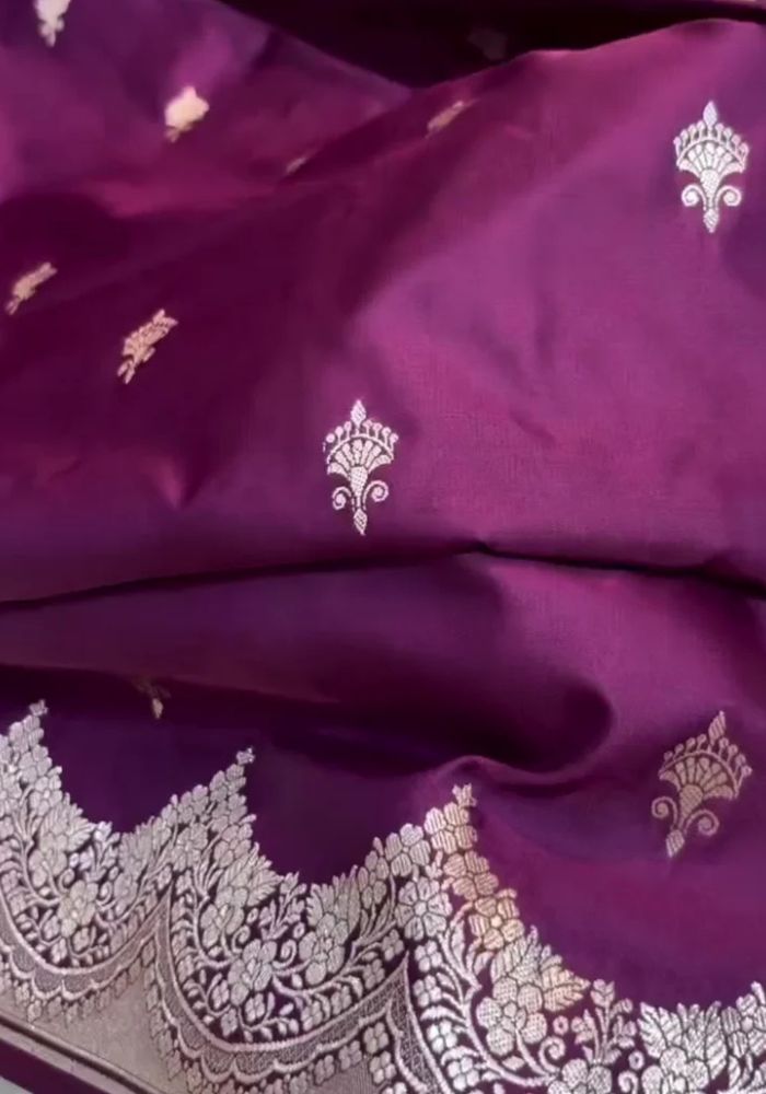 Purple Banarasi Katan Mashru Silk Saree