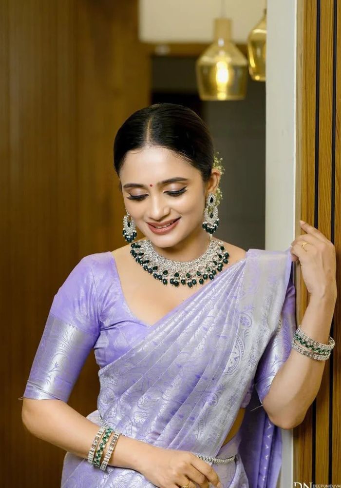 Lavender Banarasi Silk Saree