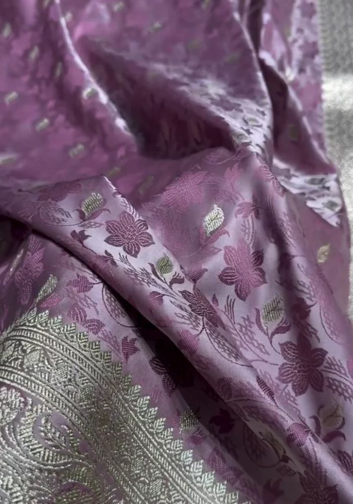 Magenta Banarasi Satin Saree for Wedding
