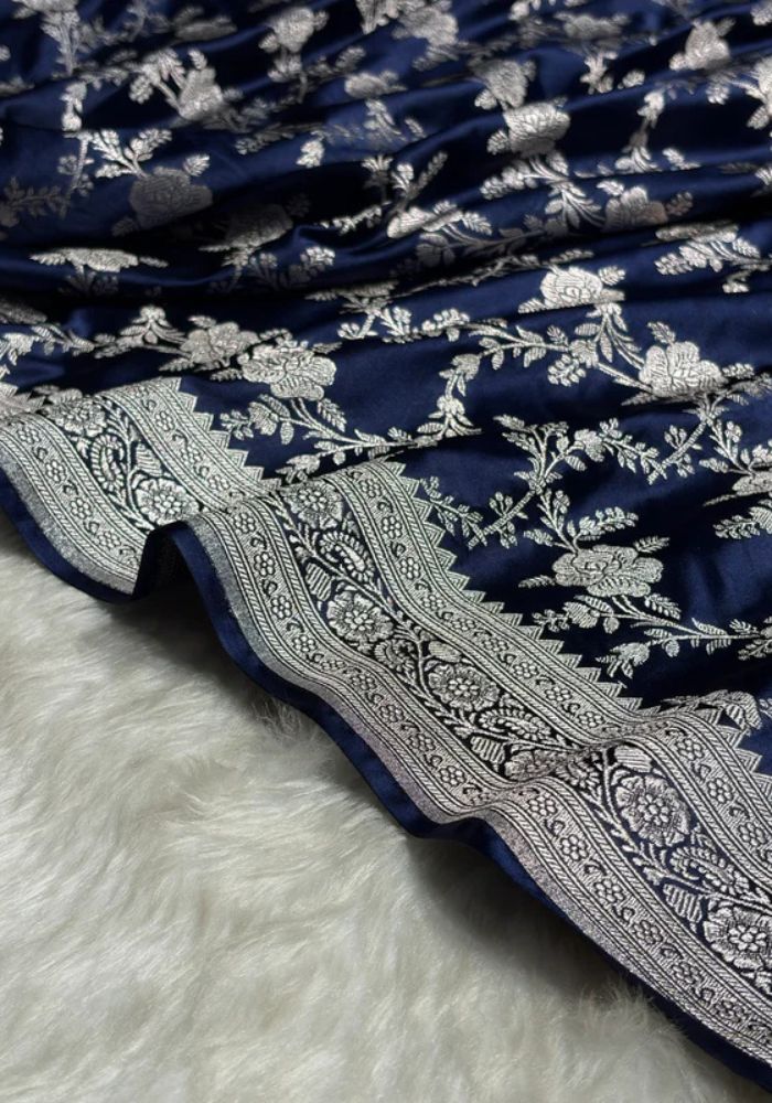 Banarasi Silk Saree with Silver Zari