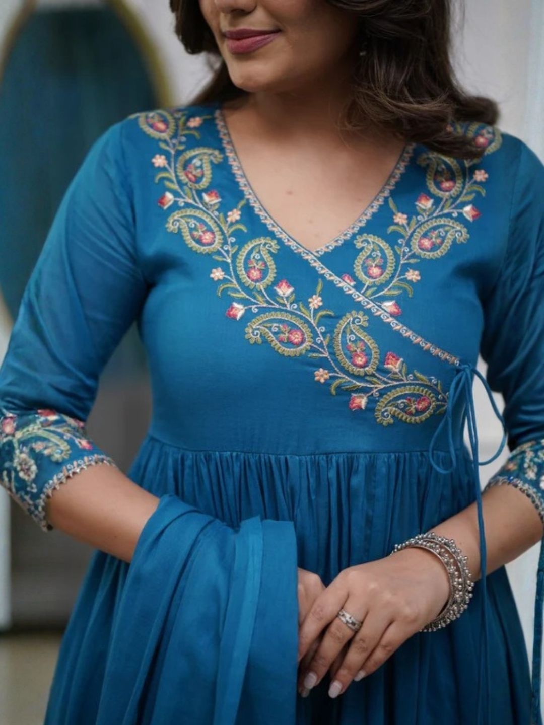 Parampara Embroidered Anarkali Kurta Set with Dupatta for Women