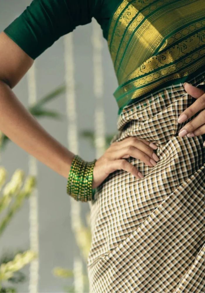 Classic Dark Green Banarasi Satin Silk Saree with Golden Zari Woven Border