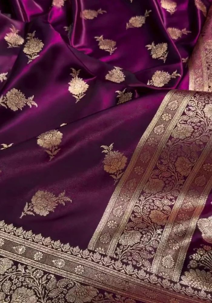 Wine Banarasi Silk Saree