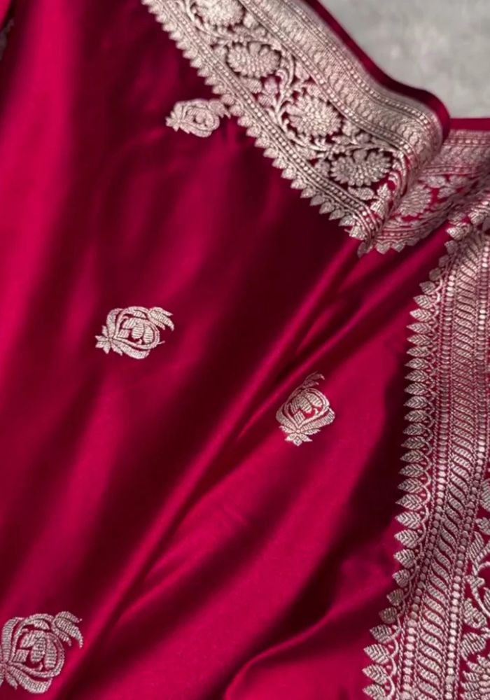 Rani Pink Banarasi Satin Saree