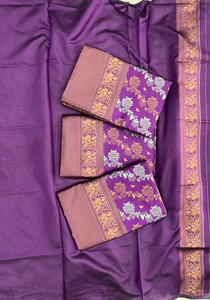 Elegant Wine Banarasi Satin Silk Saree with Golden Zari Woven Border