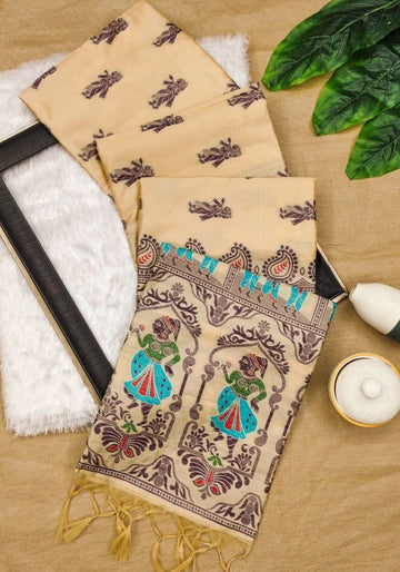Beige Banarasi Saree