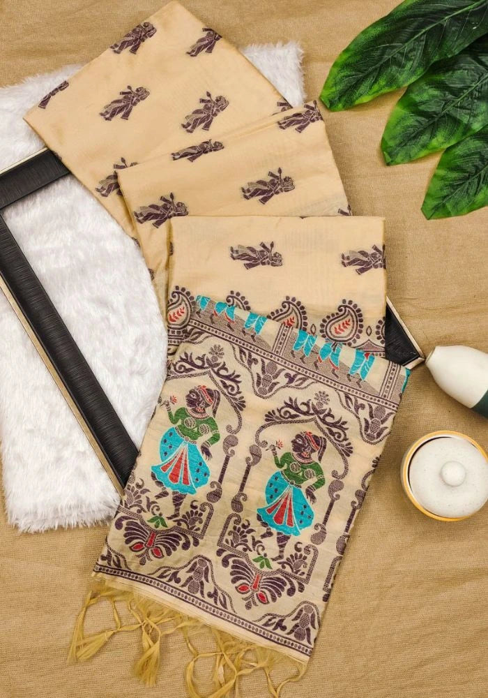 Beige Banarasi Saree