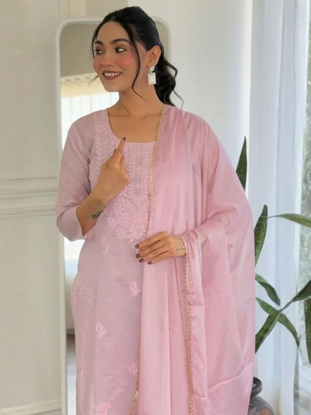 baby pink purta pant set