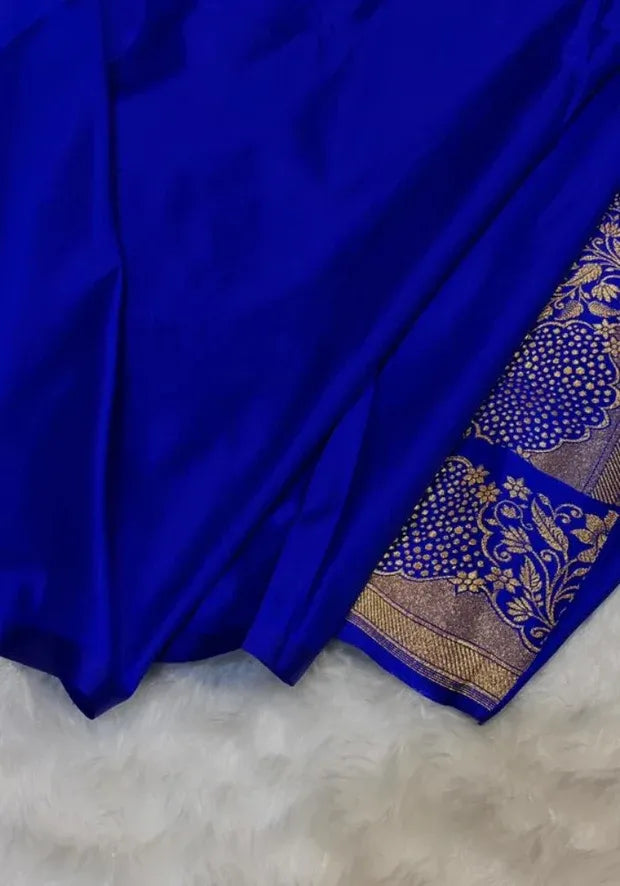 banarasi blue silk zari saree