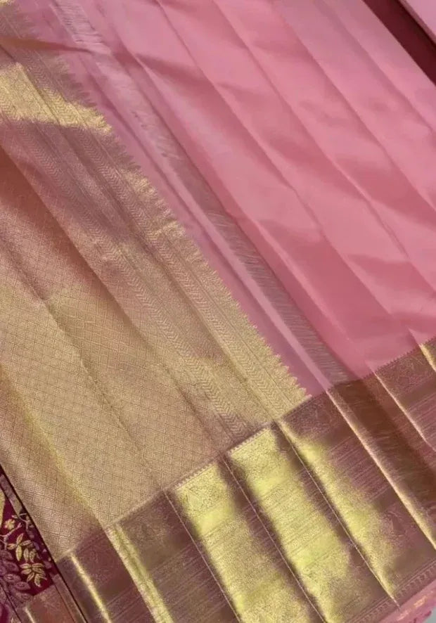 banarasi satin silk magenta saree