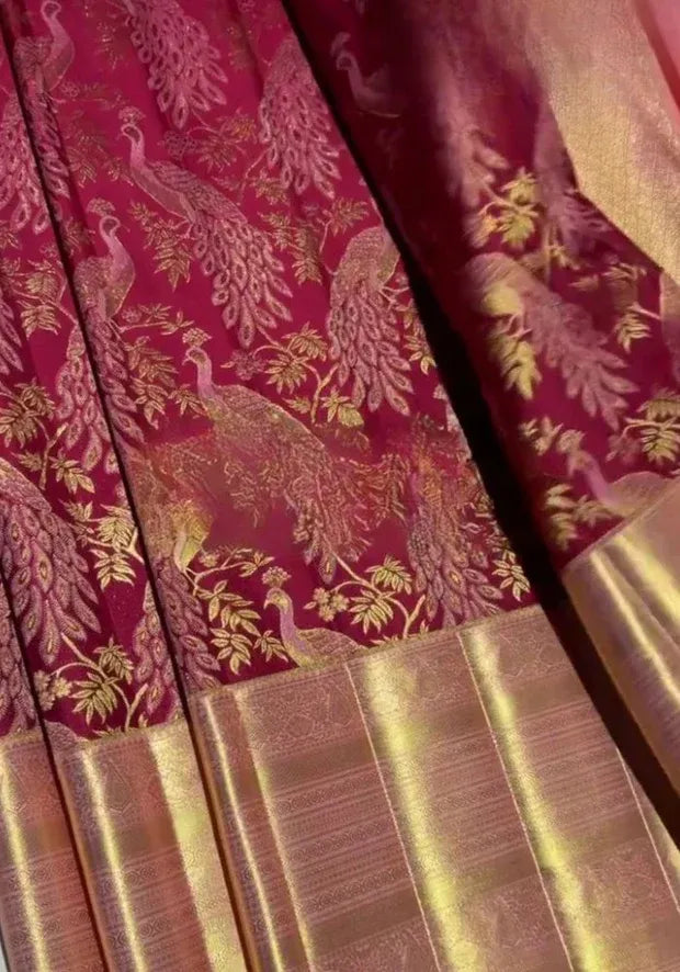 banarasi satin silk saree magenta