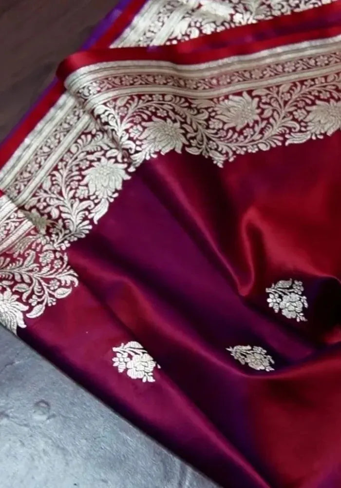 banaras silk wine saree