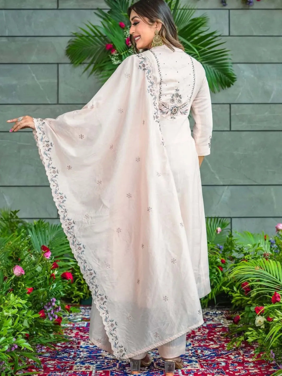 beige cotton kurta pant set