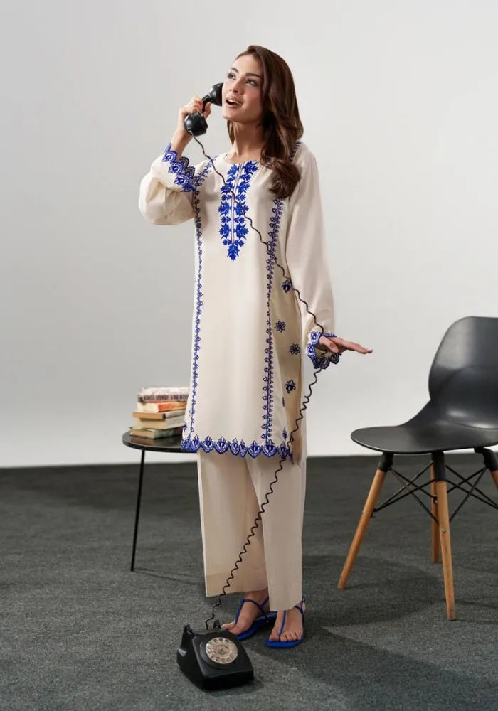 beige embroidered chanderi silk co-ord set