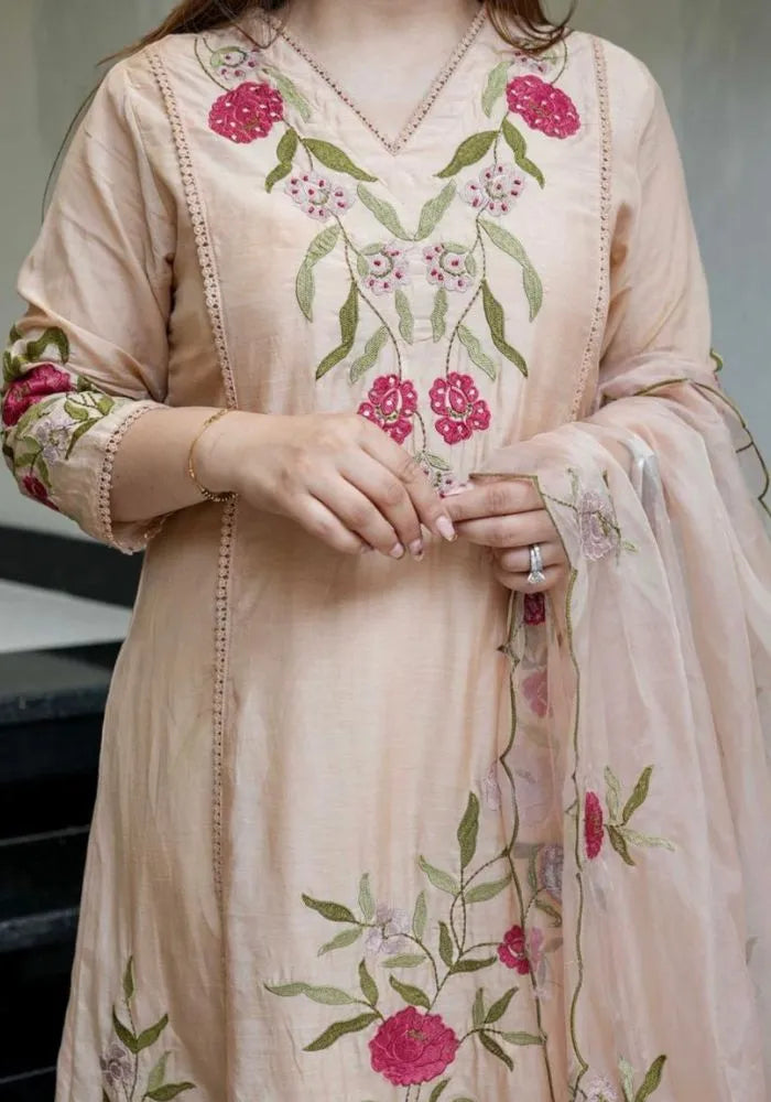 beige gulnaar kurta set for women