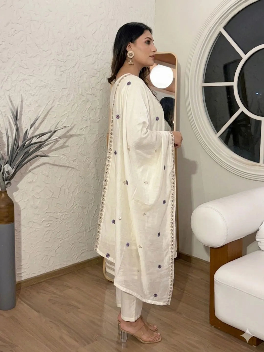 beige silk kurta set