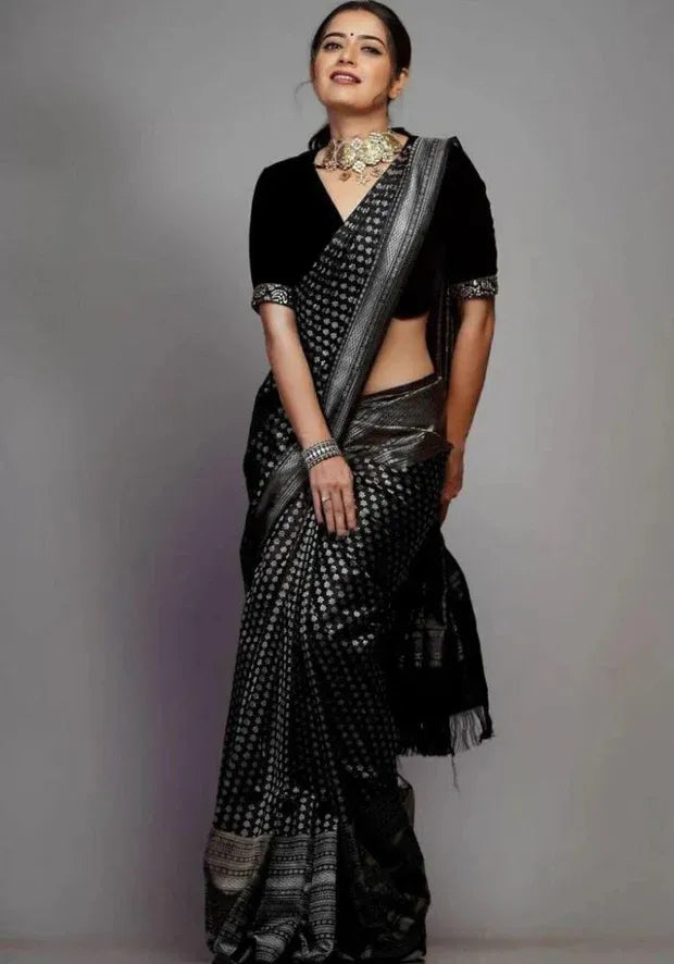 black banarasi satin saree
