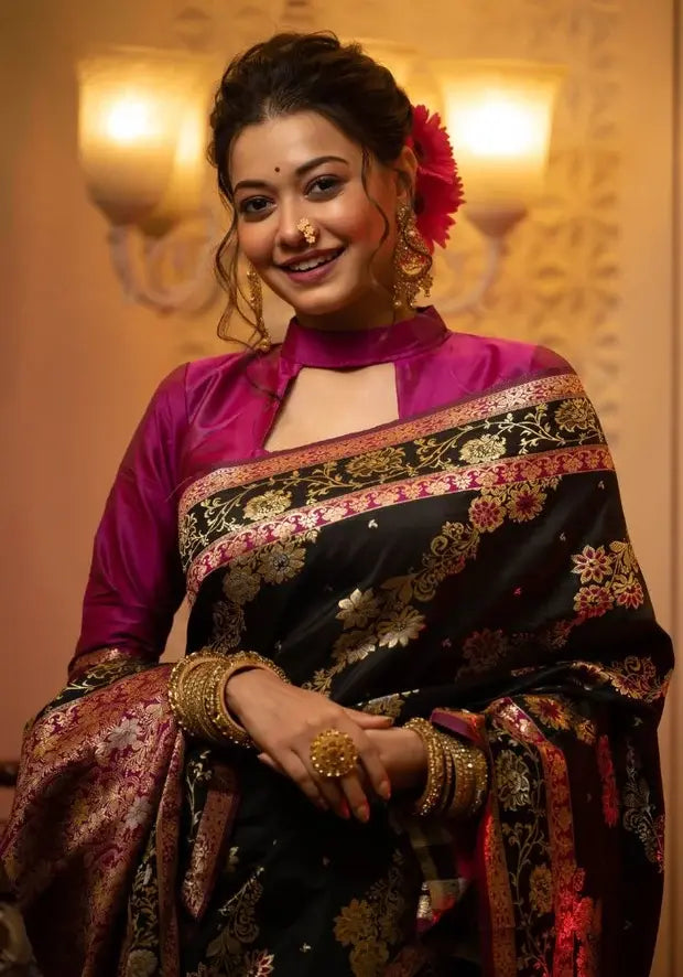black banarasi silk saree