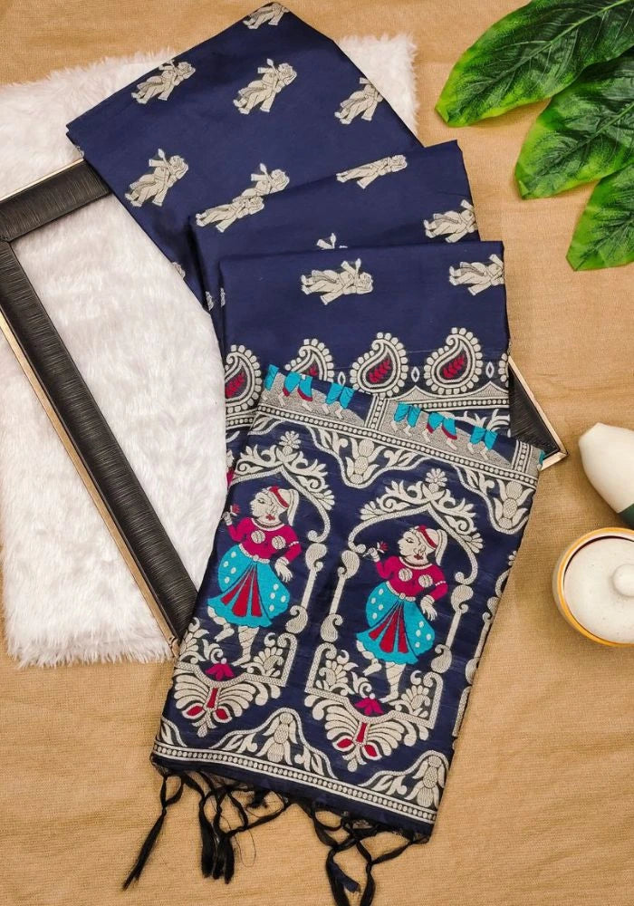 blue banarasi saree