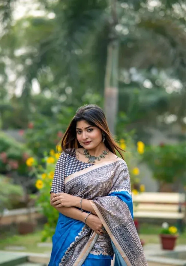 blue festive saree