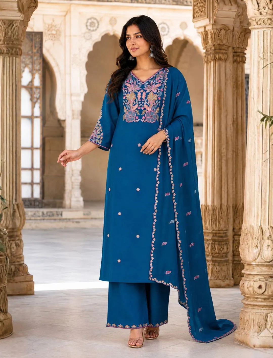 Blue Floral Kurta Set