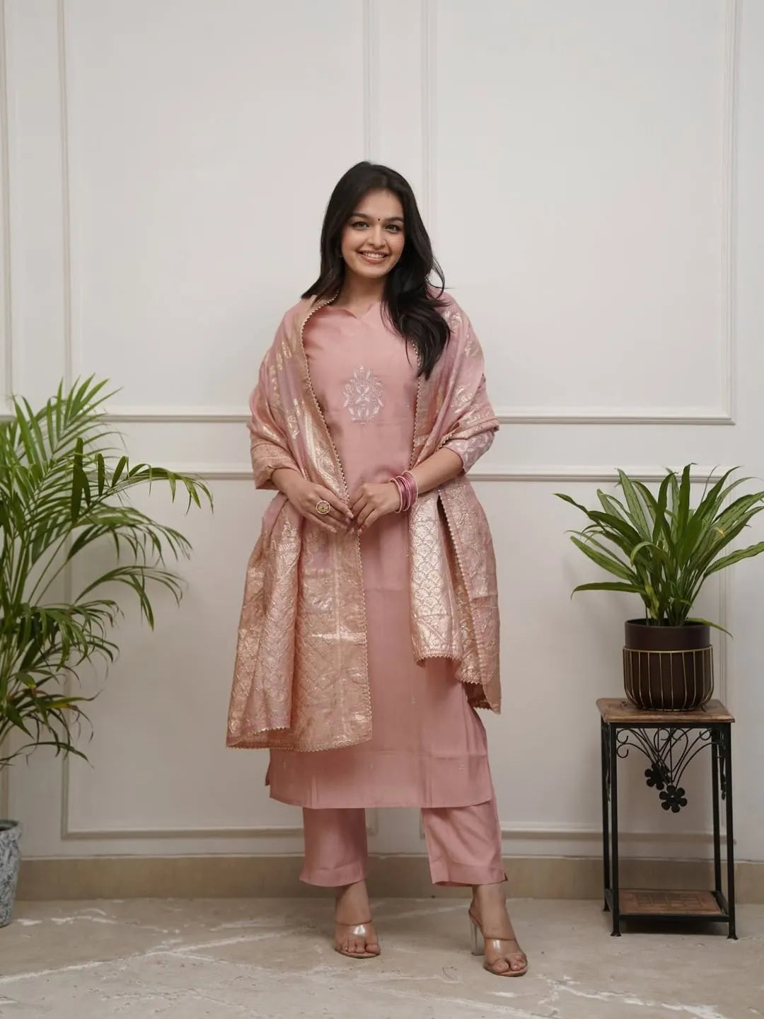 peach kurta pant set