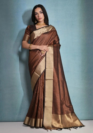 brown silk saree for women