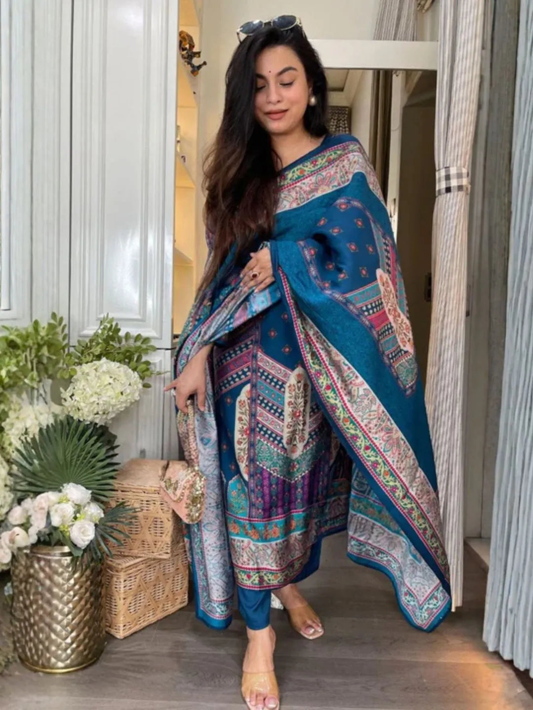 buy blue rayon kurta set
