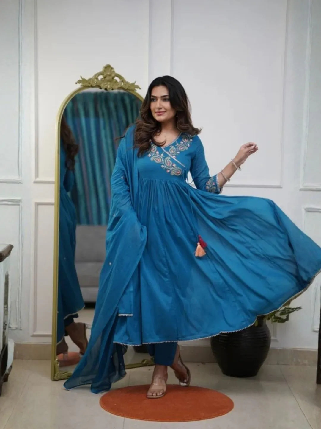 embroidered anarkali kurta set