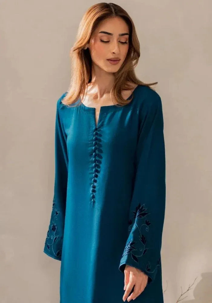 chanderi silk kurta set blue