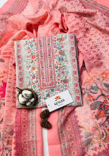 cotton dress material rose pink