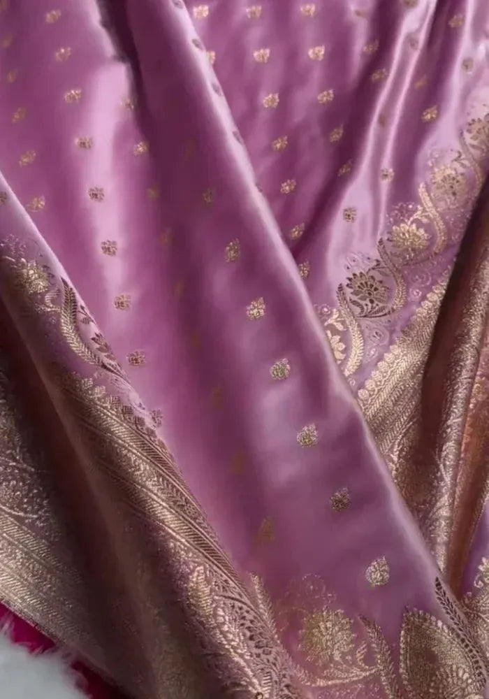 cotton lavender silk banarasi saree