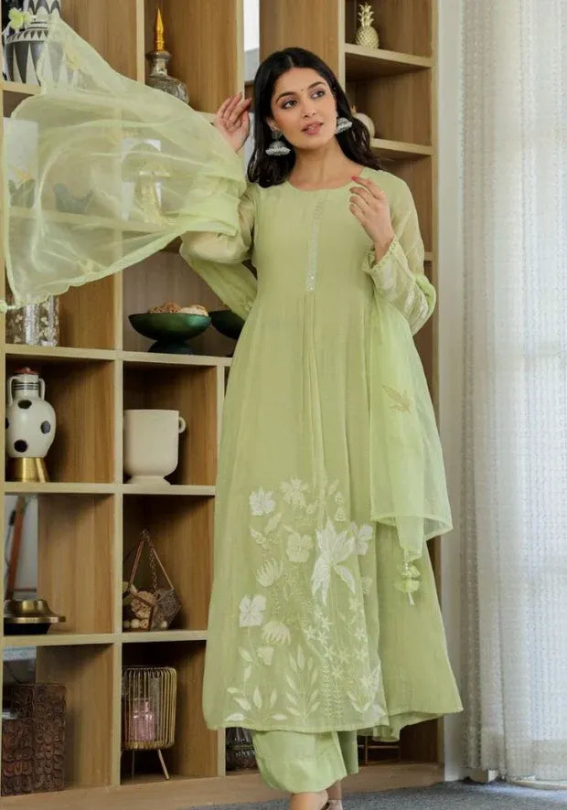 cotton pista kurta set