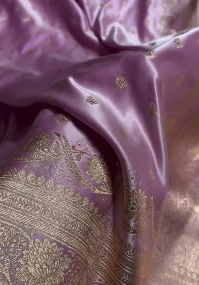 cotton silk banarasi lavender saree