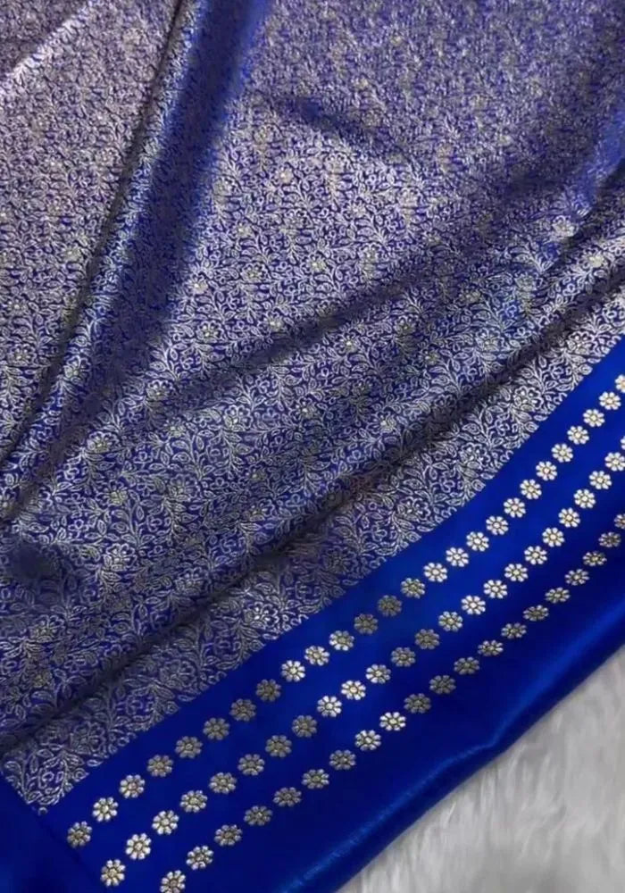 cotton silk banarasi royal blue saree