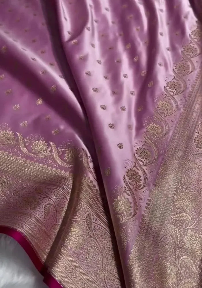 cotton silk lavender banarasi saree