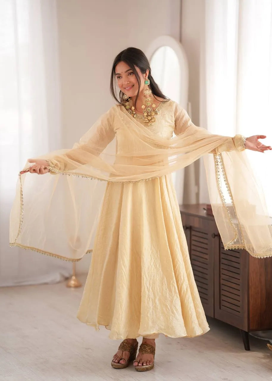 cream butterfly dupatta